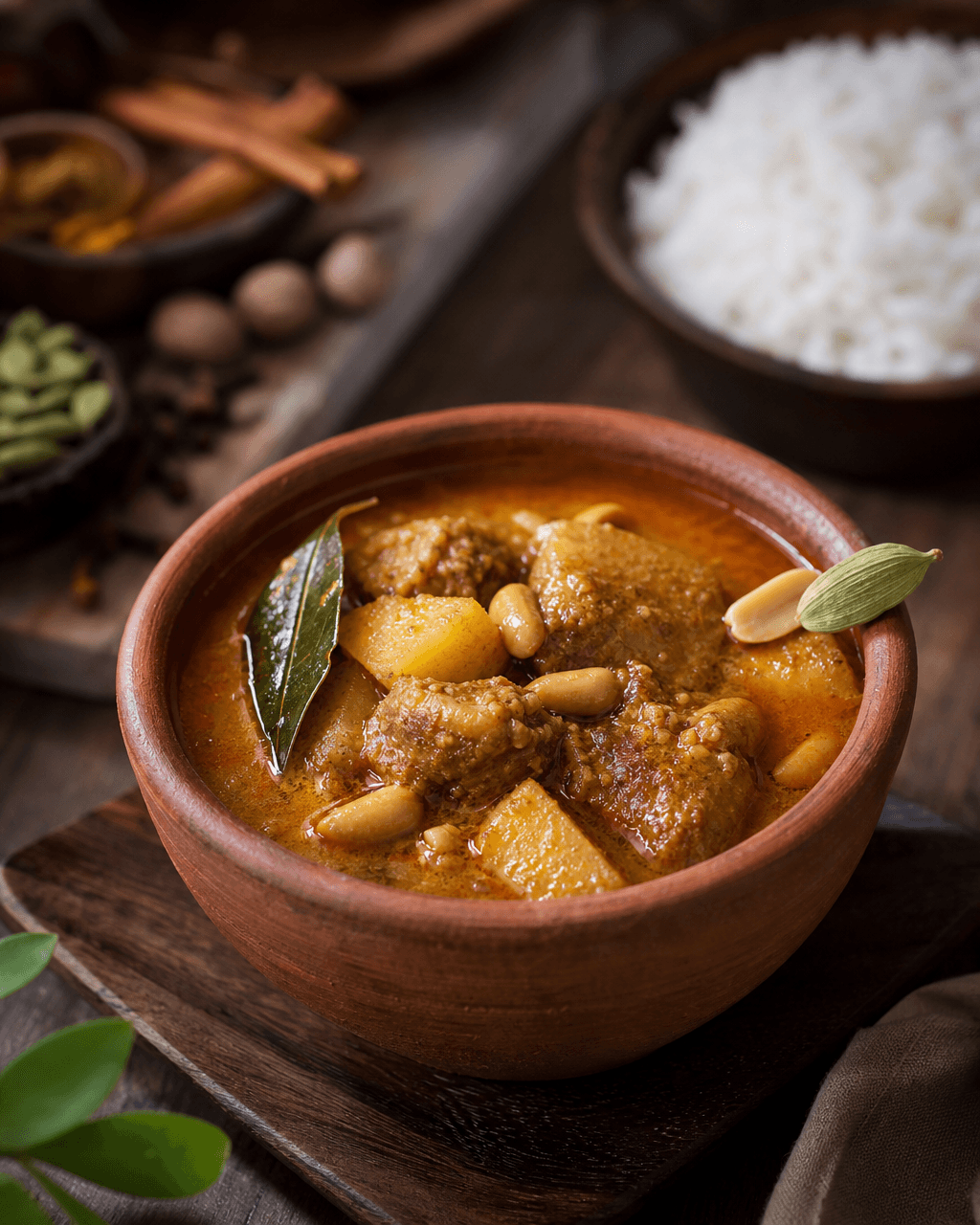 Massaman with cardamom pod and peanut